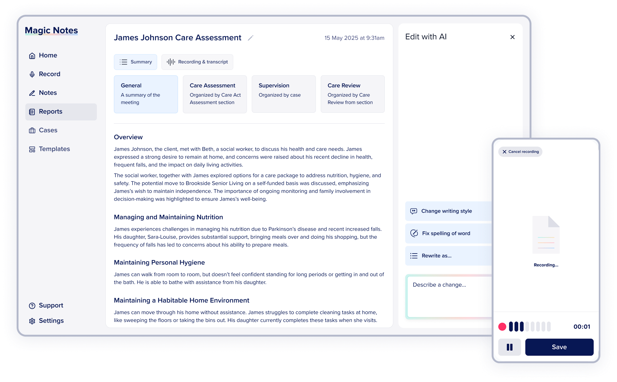 Magic Notes Summary & Recording pages